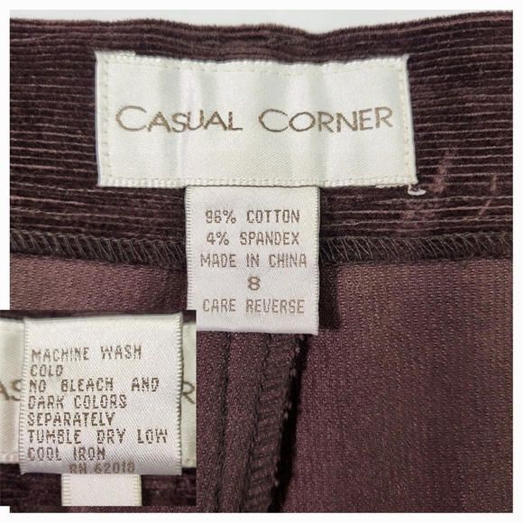 Retro CASUAL CORNER Brown Micro Corduroy Stirrup Pants - Size 8 - Picture 5 of 6